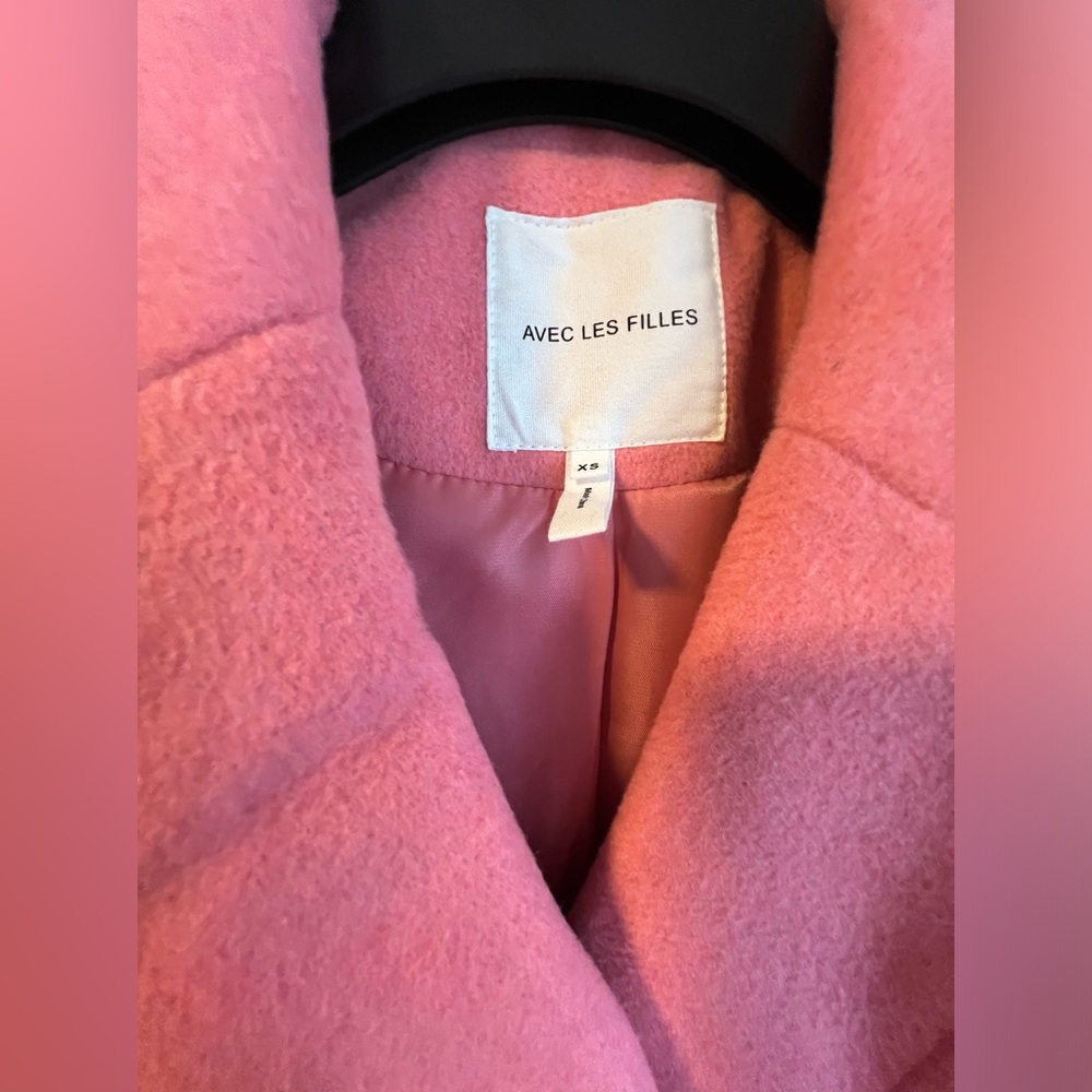 AVEC LES FILLES Wool Blend Double Breasted Coat Pink Jacket XS Small 💖 0 2 4 6 - Picture 11 of 15